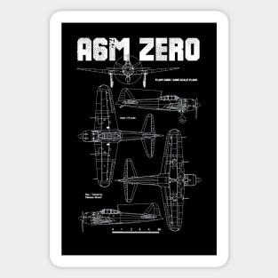 A6M Zero | World War 2 Japanese Plane Blueprint Sticker